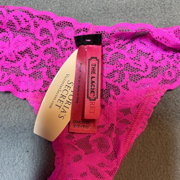 Victoria's Secret 2012 The Lacie Thong Panty Pink Sequin Ooh LaLa Lace Waist - Picture 5 of 11